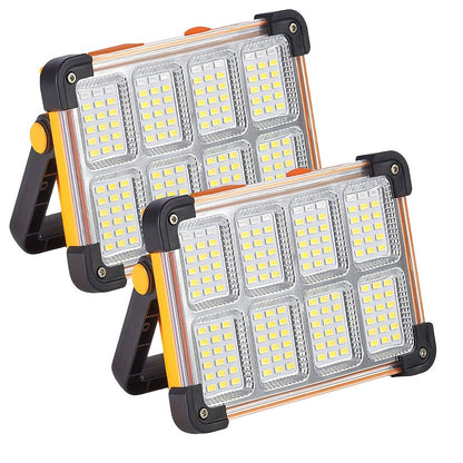 Solar Rechargeable LED Floodlight Flashlight, IP44 Waterproof 4500 Lumens Ultra-Bright Portable Camp Light, USB & Solar Dual Charging 2200mAh, 4 Modes Indoor Outdoor Lighting for Camping, Fishing & Car Maintenance