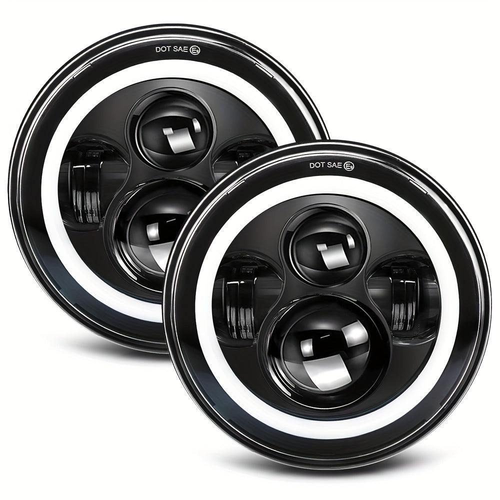 2pcs 7 Inch Round LED Headlight with Clourful Drl And Amber/Blue/Green/Red/Pink Turn Signal, High/low Beam Approved for JEEP for Wrangler JK TJ CJ