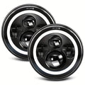 2pcs 7 Inch Round LED Headlight with Clourful Drl And Amber/Blue/Green/Red/Pink Turn Signal, High/low Beam Approved for JEEP for Wrangler JK TJ CJ