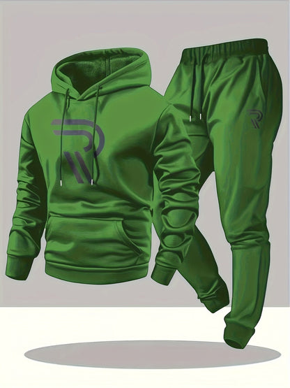 Men's Tracksuit Jacket and Pants Set - Patriotic Print Cold-Weather Style