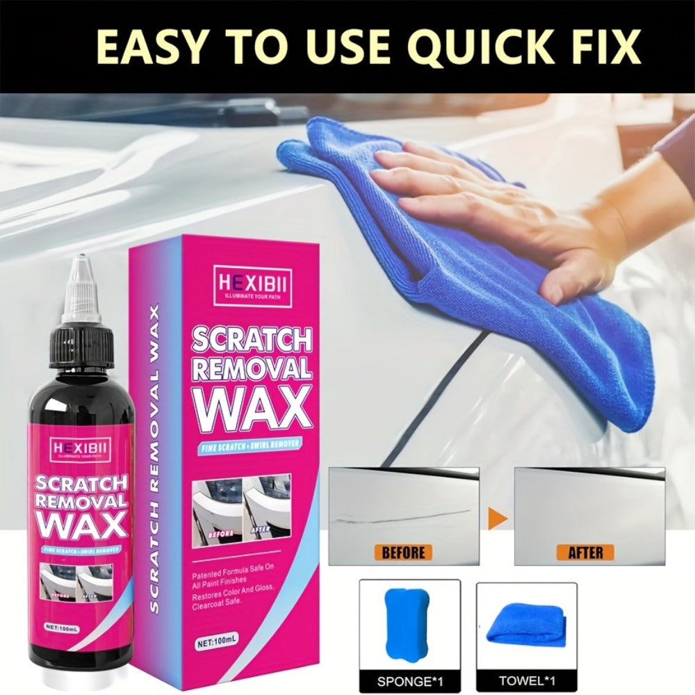 Car Scratch Remover Wax 2-Pack - Liquid Formula for Fine Surface Scratch Repair on Cars, RV, Trucks & Motorcycles