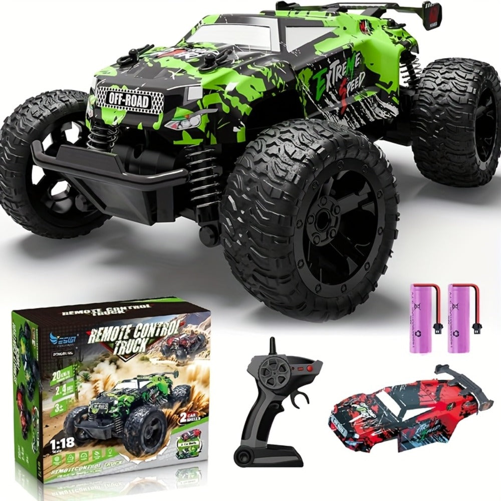 RC Off-Road Truck for Kids 2.4GHz Dual Drive Twin Motor – All-Terrain Anti-Slip Tires Remote Control Car, Sturdy Durable Boys Gift Ages 3 4 5 6 7 Birthday Easter Christmas