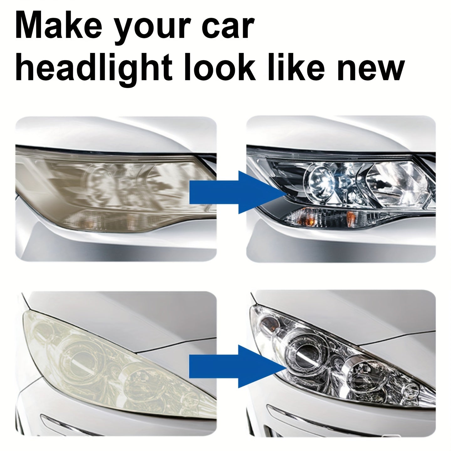 Car Headlight Restoration Fluid 8.5oz – Removes Yellowing, Oxidation & Haze | Crystal Coating Refurbishment Agent for Plastic Headlamp Lenses | Treats 6-10 Headlights