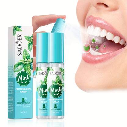 Mint Breath Spray with Tea Tree Essence Portable Oral Freshener — Fast-Acting Compact Pocket-Size Mouth Spray for On-the-Go Fresh Breath, Available in 2-Pack & 4-Pack Gift Set