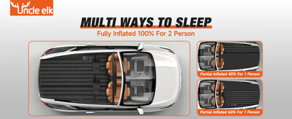 SUV Air Mattress for Camping Inflatable Car Bed with Air Pump 2 Pillows Flocking Surface Portable Sleeping Pad for SUV Backseat Road Trip Family Travel, Black