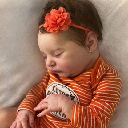 Reborn Baby Doll 20 Inch Sleeping Newborn with 3D Painted Skin Visible Veins Hand-Rooted Hair Soft Vinyl Body – Includes Clothes Pacifier Bottle & Birth Certificate, Lifelike Gift for Girls & Collectors 50cm