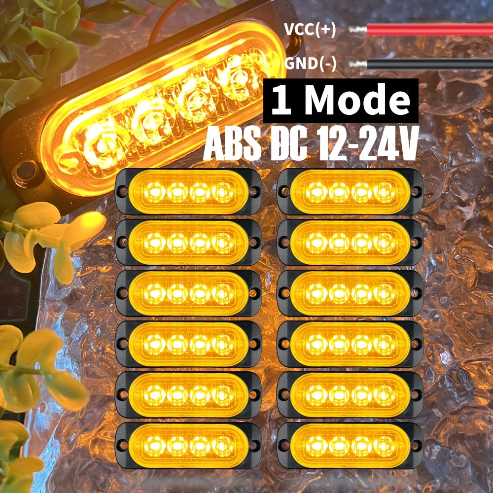 12pcs New Upgraded 12V-24V Universal LED Light for Atv Utv Boat Bike-Heavy-Duty Off-Road with Amber/Red/White, 12-24V Vehicle