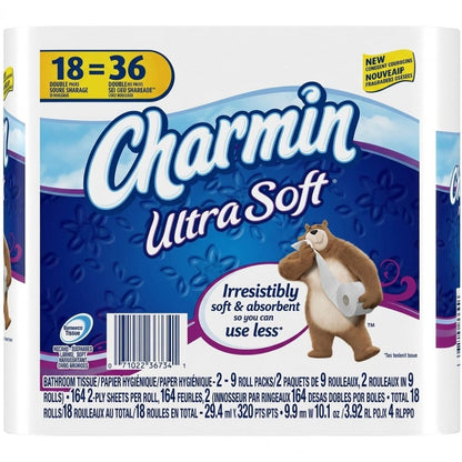Charmin Ultra Soft Toilet Paper Mega Roll - 2-Ply 200 Sheets per Roll, Soft & Strong Bath Tissue, Available in Mega, Double, 16ct, 30ct, 328ct Bulk Pack Options for Home, Office & Commercial Use