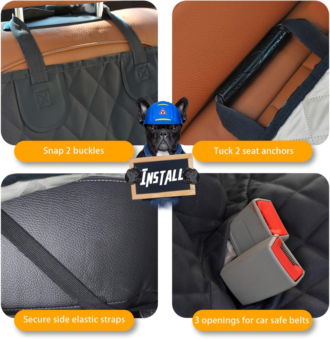 Back Seat Cover 60/40 Split Bench for Cars, Trucks, SUVs - Easy Cleanup Car Seat Protector Great for Messy Kids And Drooling Pet Dogs