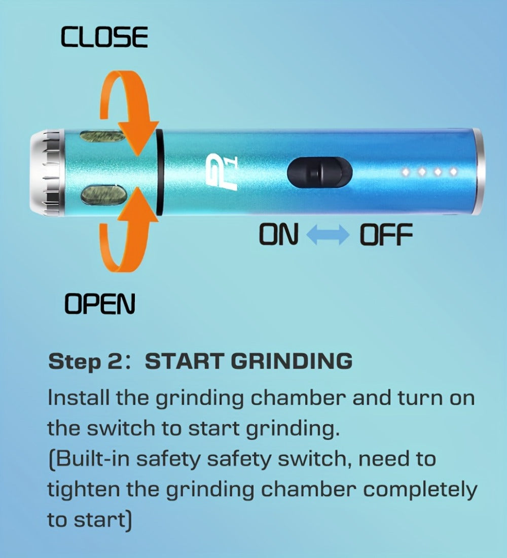 Electric Herb Grinder USB Rechargeable – Portable Spice Mill with One-Button Operation, Travel Bag, Funnel & Cleaning Brush | 4 Colors Available