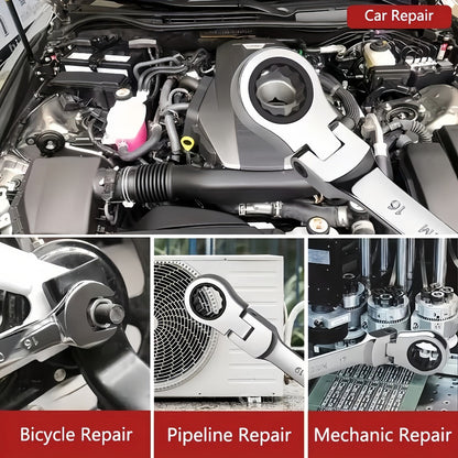 Ratchet Wrench Set 6-Piece Double-Ended Quick Release – Metric 8-17mm, 72-Tooth, Adjustable Combination Wrench Kit with Storage Bag for Home, Car & Mechanical Use