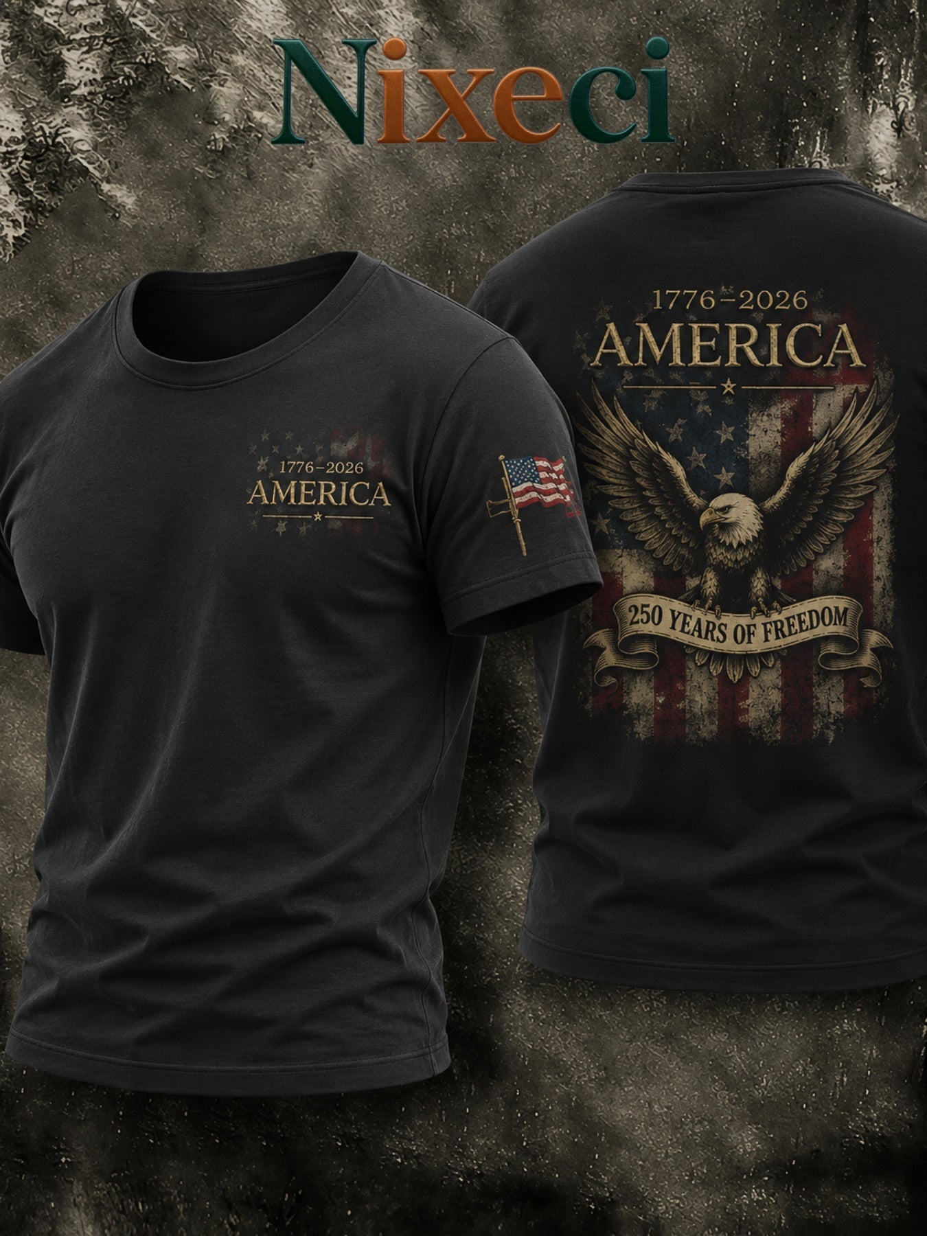 Men's Patriotic T-Shirt - Crew Neck Short Sleeve Everyday Style 086373