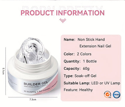 Builder Gel Nail Extension Sculpting Gel 60g No-Sticky Soak-Off – Clear & Milky White 3D Carving Molding UV/LED Curable Construction Gel for DIY & Salon Nail Art Women by BORN PRETTY