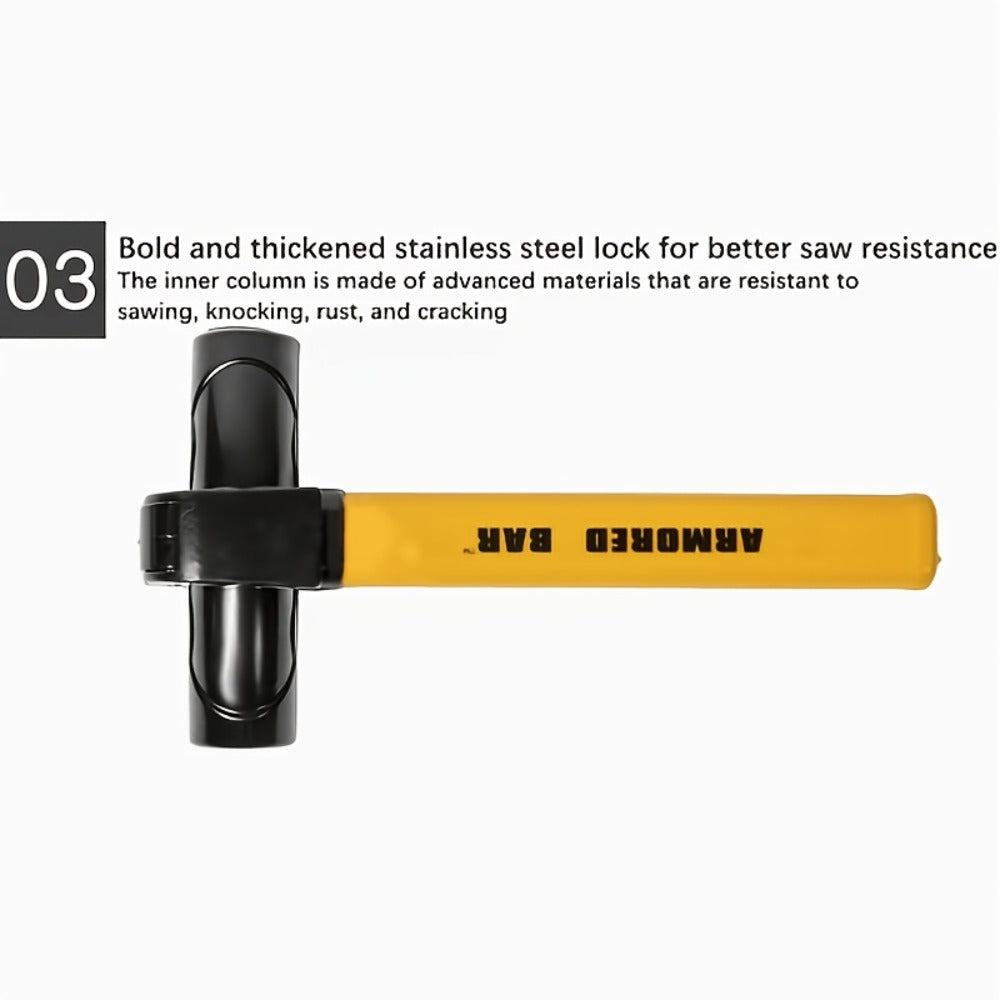 Universal Car Steering Wheel Lock Anti-Theft T-Bar – Heavy-Duty Thick Steel, Cut-Resistant, Computer-Coded Crescent Cylinder, Stops Keyless Entry Robbery, Fits All Vehicles, Includes 2 Keys