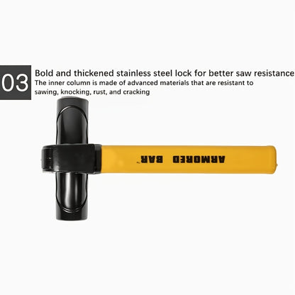 Universal Car Steering Wheel Lock Anti-Theft T-Bar – Heavy-Duty Thick Steel, Cut-Resistant, Computer-Coded Crescent Cylinder, Stops Keyless Entry Robbery, Fits All Vehicles, Includes 2 Keys