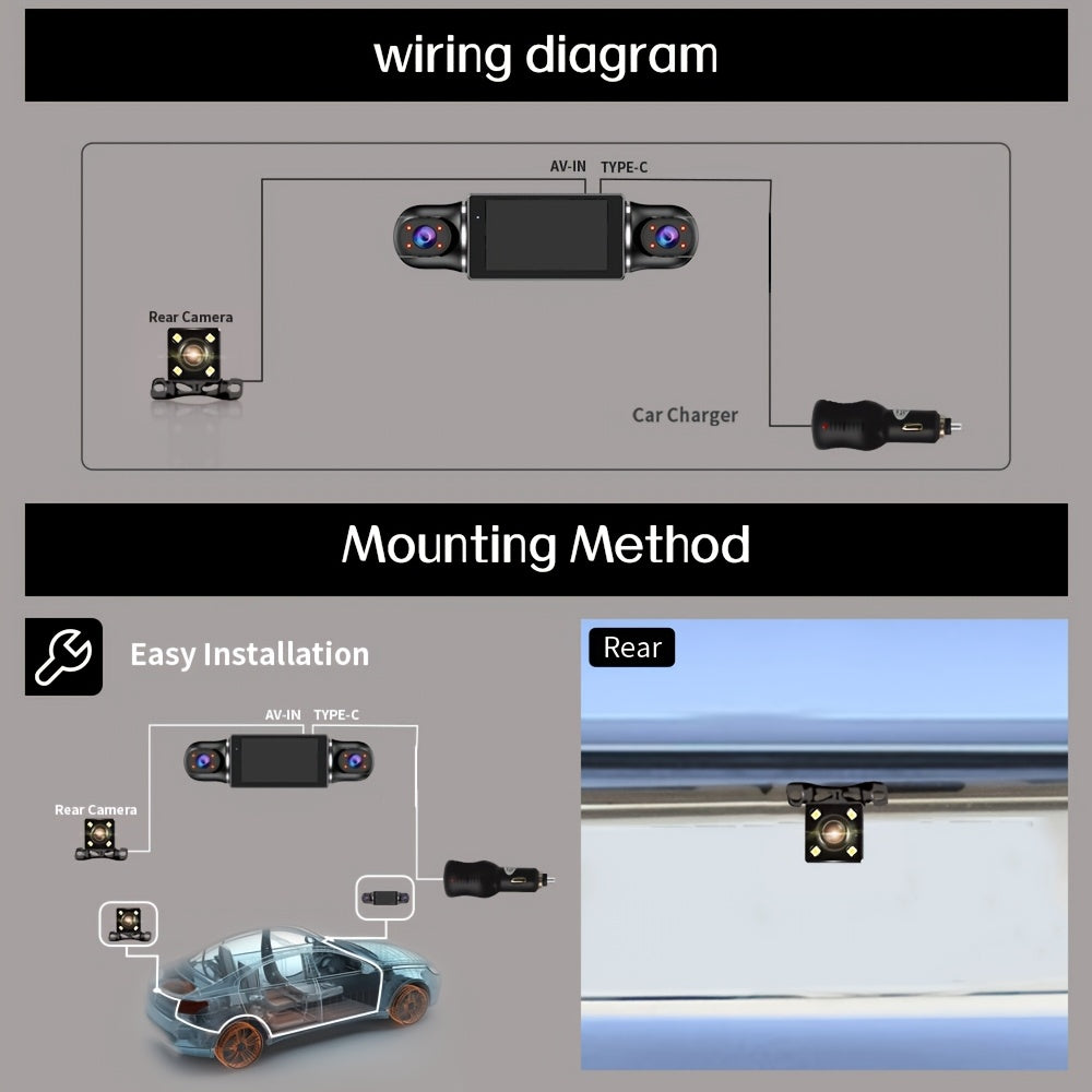 4-Channel Car Dash Cam with 4*1080P Resolution, Featuring Front, Rear, Left, And Right Cameras, Integrated Wifi, Continuous Recording, G-Sensor, Excellent Night Vision, And Includes a Free 32GB Memory Card