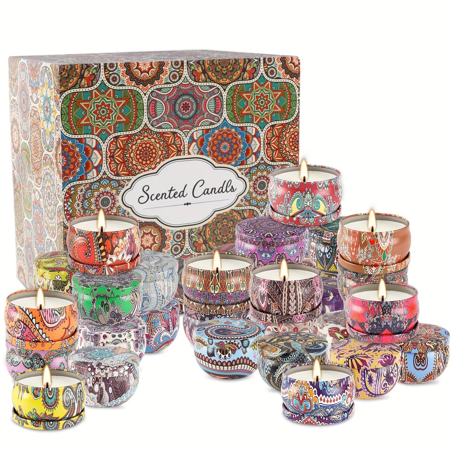 Candle Gift Set 36-Pack – Natural Soy Wax Scented Candles in Tin Cans, Aromatherapy Candles for Yoga, Spa, Bath & Home Decor, Portable Travel Candles, Perfect Gift for Women & Men, Mother's Day, Valentine's Day & Birthdays