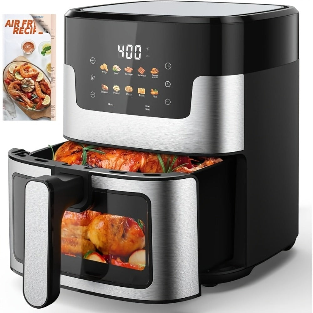 Air Fryer 7.5QT 10-in-1 Digital LED Touchscreen | Oilless Cooker with 10 Preset Cooking Modes, Dishwasher-Safe Basket & 100 Paper Liners Included – Large Capacity Family Air Fryer