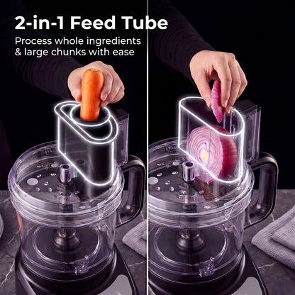 12 Cup Food Processor 6 Functions - Chopping, Slicing, Shredding, Purees & Dough, Large Capacity Electric Kitchen Food Processor for Meal Prep, Vegetables, Fruits & Baking, Black