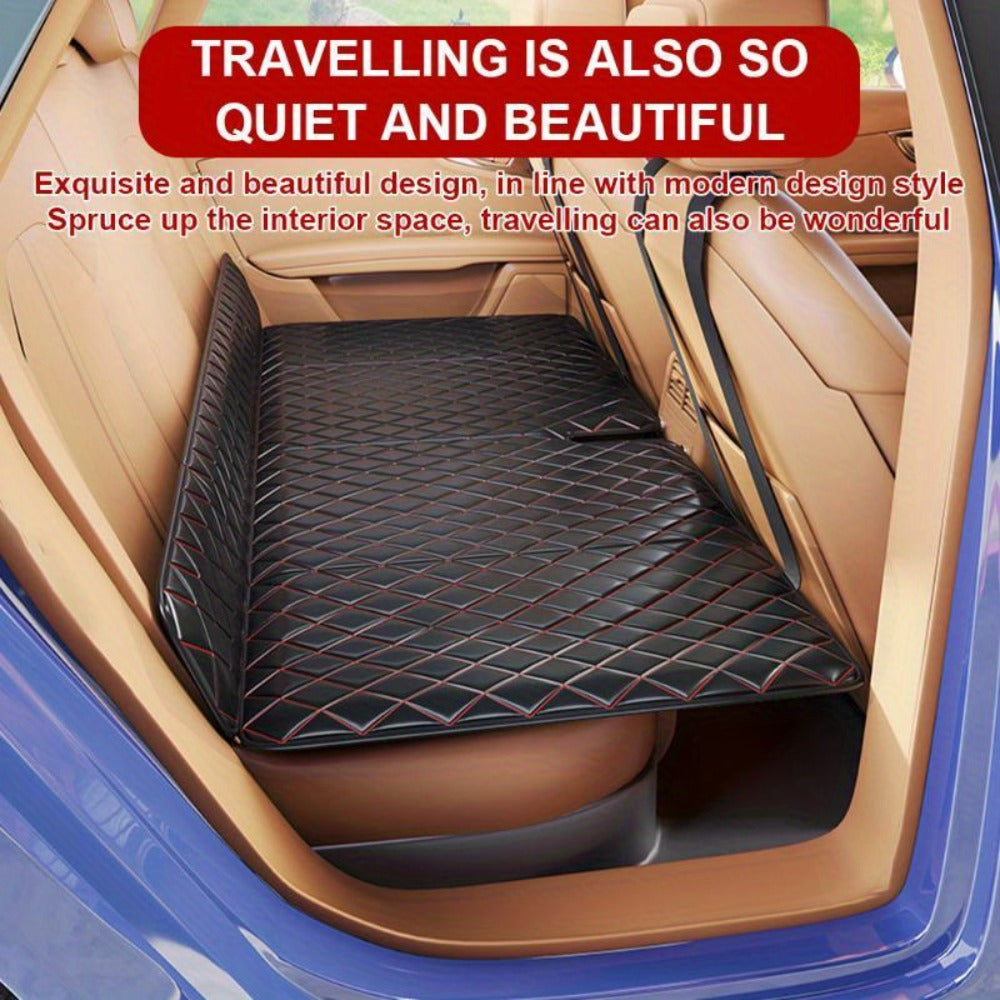 Car Mattress Foldable Back Seat Sleeping Pad Thickened Faux Leather Non-Inflatable Universal Sedan Bed for Travel Camping Afternoon Nap Road Trip