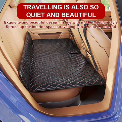 Car Mattress Foldable Back Seat Sleeping Pad Thickened Faux Leather Non-Inflatable Universal Sedan Bed for Travel Camping Afternoon Nap Road Trip