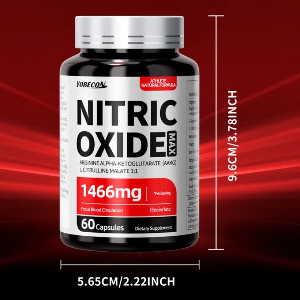 Nitric Oxide Supplement 1466mg with L-Arginine, L-Citrulline & Beet Root — Boosts Blood Flow, Muscle Pump, Endurance & Athletic Performance | Pre-Workout Capsules for Men & Women | 1-3 Bottle Options