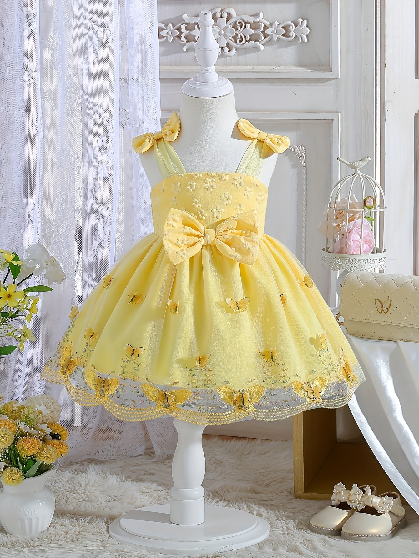 Girls' Bow Detail Dress - Summer