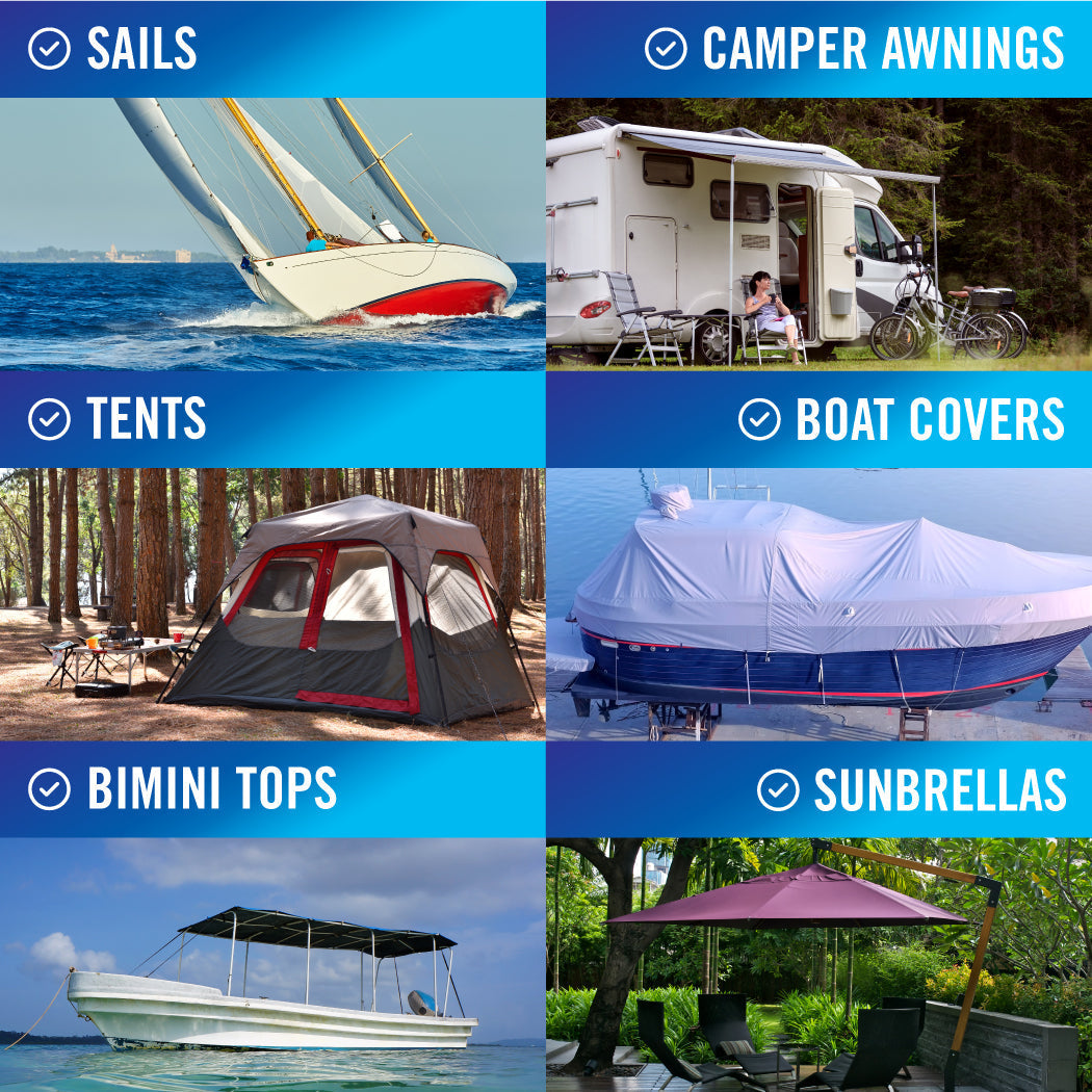 Repair Tape Fabric Repair Boat Covers Canvas Tent Repair Tape Pop Up Camper RV Awning Repair Tape Tarp Canopy Tear & Vinyl Waterproof Bimini Tops Sail Air Mattress Patch Kit 30FTx3 Heavy Duty