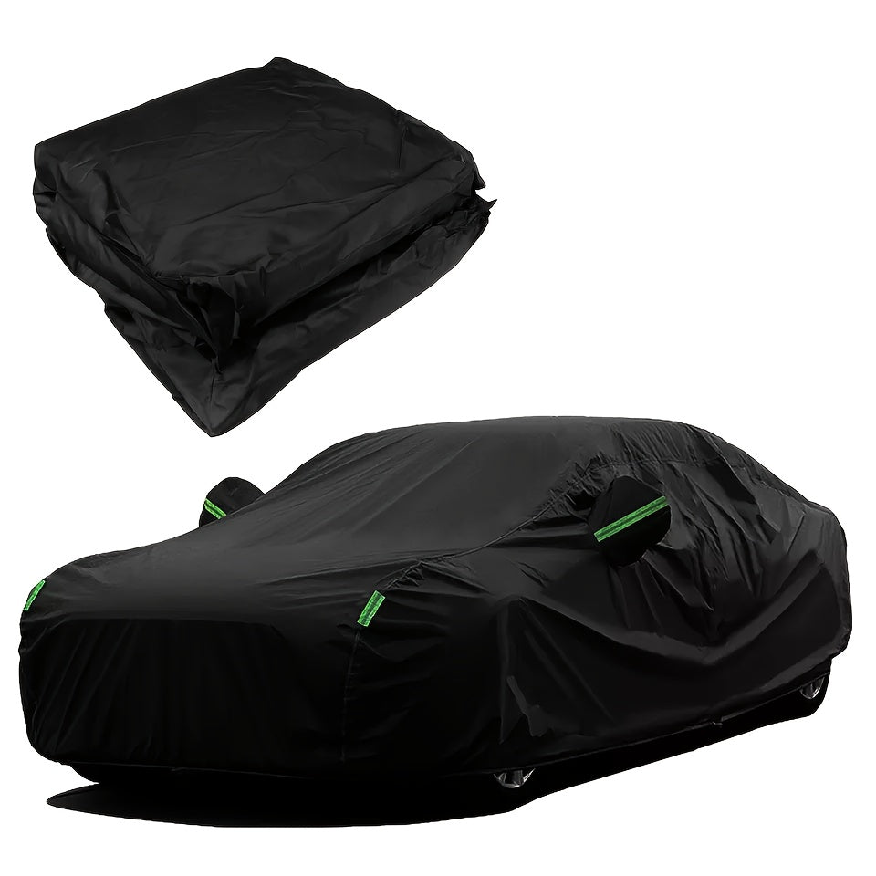 190T High Quality Durable Anti-Scratch 6-Layer Full Car Cover, Car Universal, The Season Car Cover Waterproof Indoor Outdoor Snow And Dust Protection UV All-Weather Protection with Reflective Strip, XL XXL Black