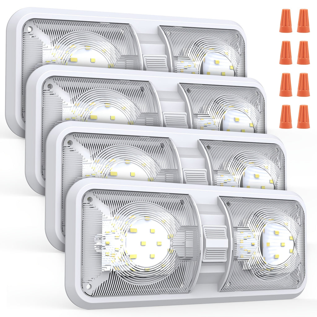 RV Lights Interior, 12 Volt LED Lights 1000LM, Camper Lights 8W, RV LED Lights Interior Fixtures 12V, RV Ceiling Dome Light with Switch for RV/Camper/Trailer/Boat/Car (Natural White, 4Pack).