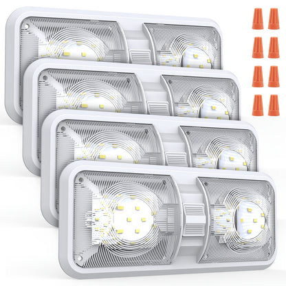 RV Lights Interior, 12 Volt LED Lights 1000LM, Camper Lights 8W, RV LED Lights Interior Fixtures 12V, RV Ceiling Dome Light with Switch for RV/Camper/Trailer/Boat/Car (Natural White, 4Pack).