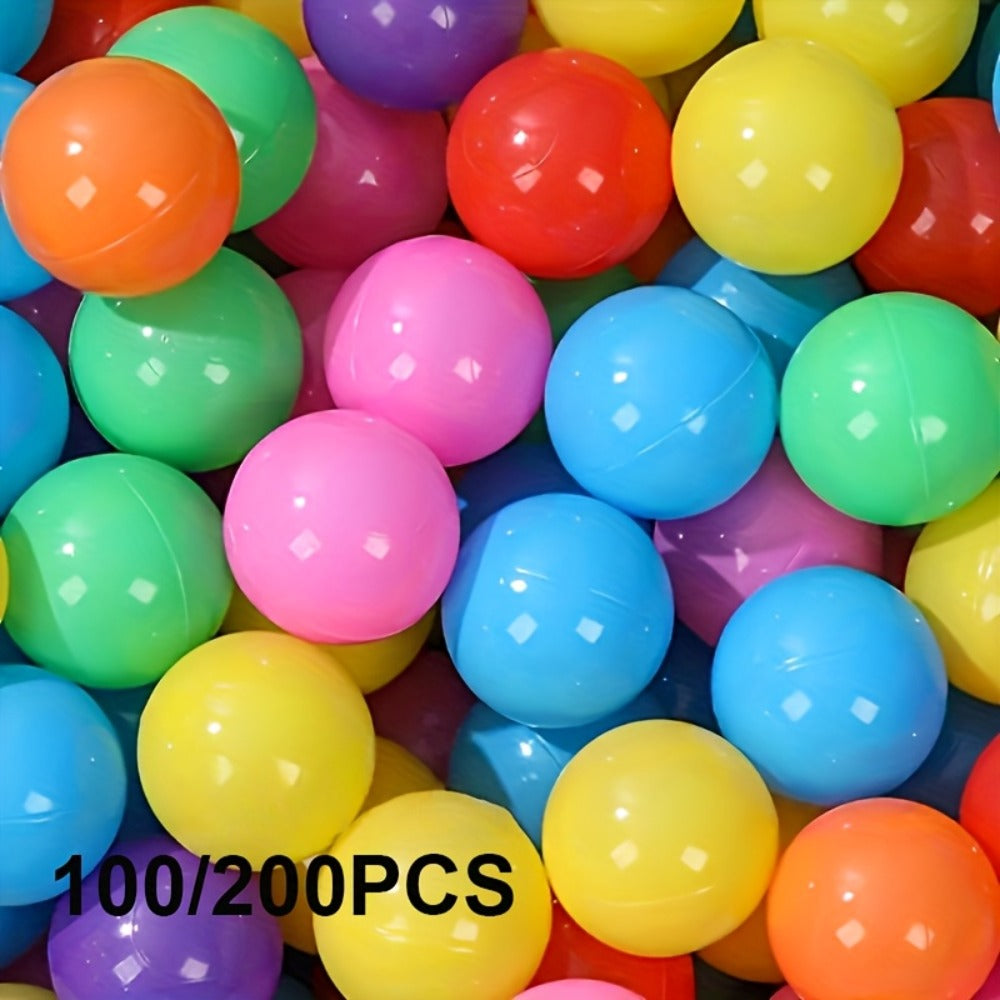 Colorful Plastic Ball Pit Balls for Kids – 100 or 200pcs Vibrant Mixed Color Balls for Ball Pools, Bounce Houses, Kids Pools & Game Houses | Perfect for Birthday Parties & Fun Gatherings