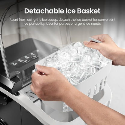 Countertop Bullet Ice Maker 26lbs/24H, 9 Bullet Ice Cubes in 6 Mins, 2 Sizes, Self-Cleaning Portable Ice Machine with Handle Ice Basket & Scoop, for Home Kitchen RV Camping