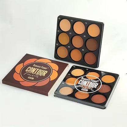 Matte Contour Palette 9 Colors Face Contouring Bronzer Kit Deep Brown Tones Buildable Blendable Multi-Use Professional Sculpting Makeup for All Skin Tones Women