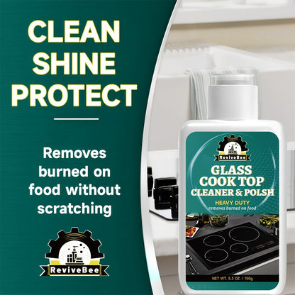 Glass Cooktop Cleaner and Polish – Powerful Stain Remover, Removes Oil Film, Water Spots & Burnt-On Residue, Long-Lasting Surface Protection for Ceramic & Induction Cooktops – 5 Pack Value Set