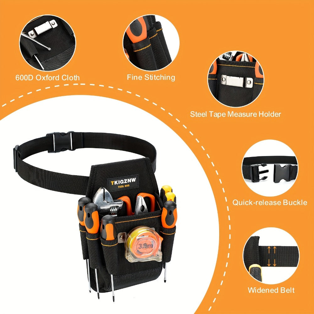 Tool Bag Heavy Duty 7-Pocket PVC Organizer for Mechanics & Electricians – Multi-Pocket Hand Tool Storage Bag, Portable Jobsite Toolbag for Plumbers, Contractors & DIY