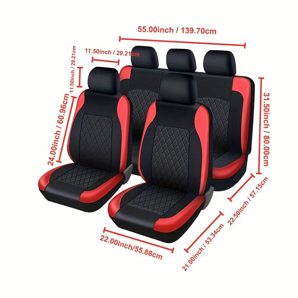 PU Leather Car Seat Covers Full Set Car Seat Covers Full Set Front Seats And Rear Bench,  Fit 5 Seat Covers Jeeps Car Accessories for Men for SUV, Automotive Truck, Scratch Proof