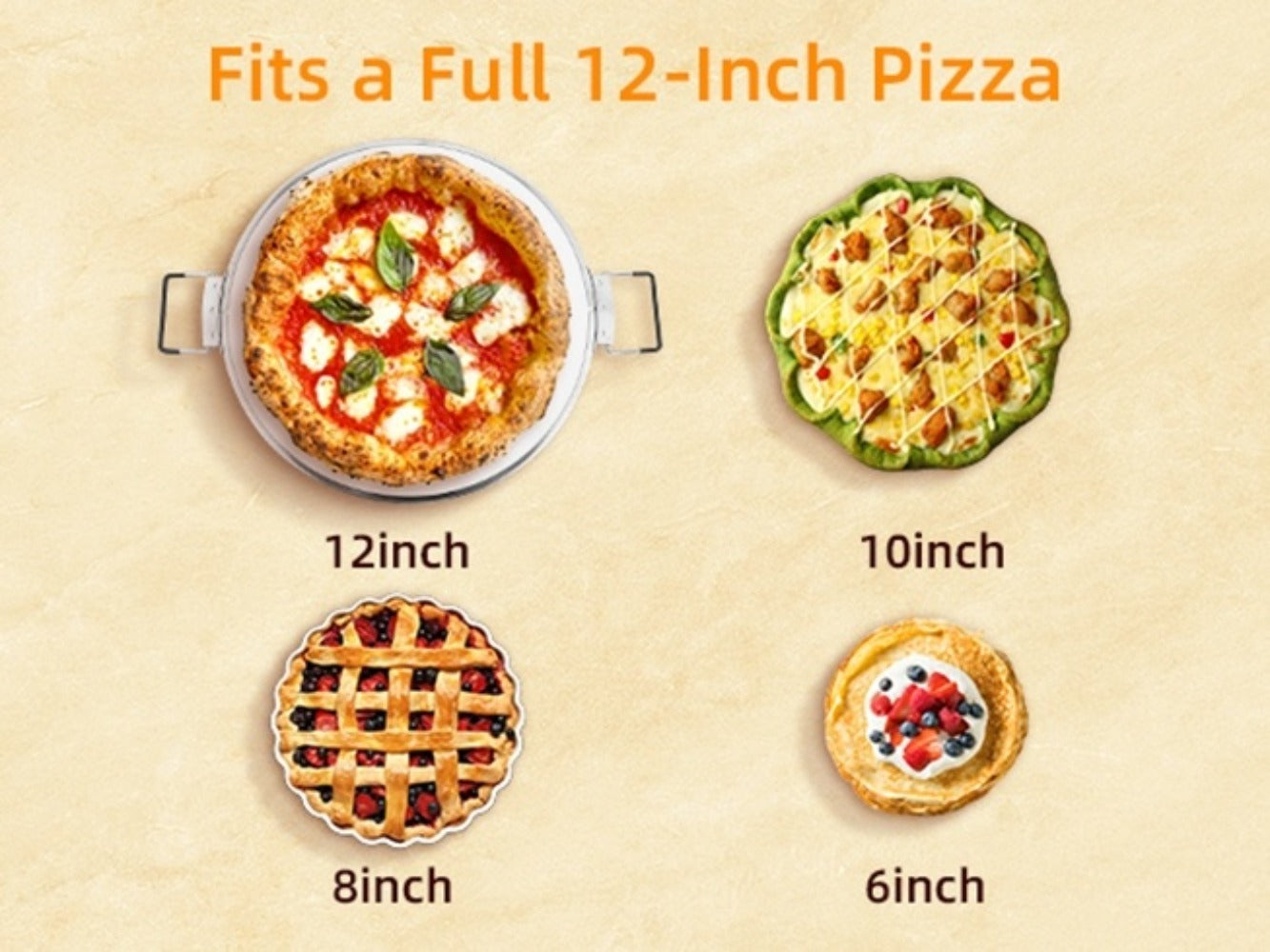 Indoor Pizza Oven Countertop – 12-Inch Electric Pizza Maker Machine for Home Kitchen, Heats Up to 800°F, Fast Baking Grill Oven with Even Heat Distribution, White