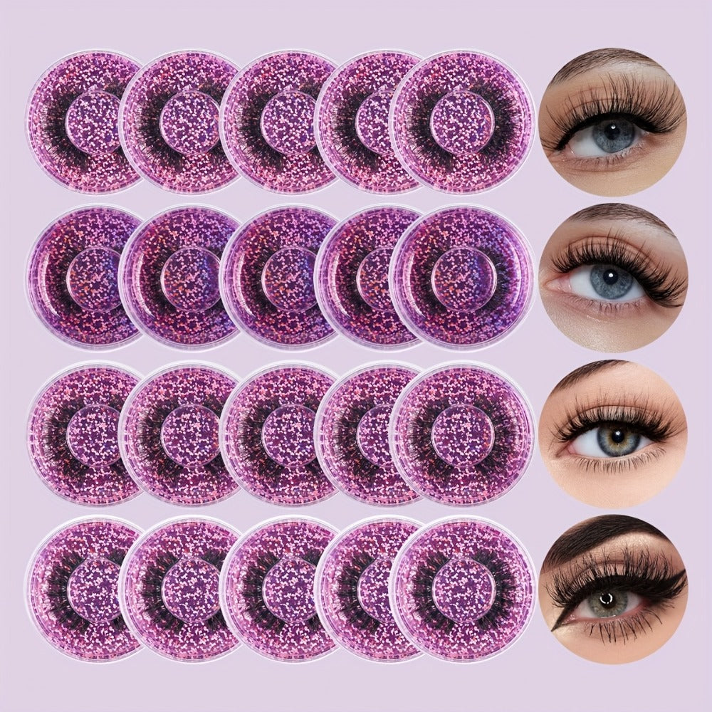5D Faux Mink False Eyelashes 20 Pairs Multipack – Wispy Strip Lashes in 4 Mixed Styles Cat Eye Extra Thick Fluffy & Natural D Curl, Reusable Dramatic Lashes for Makeup, Parties & Beauty Gifting