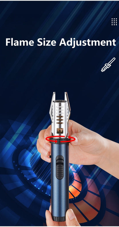 Windproof Turbo Torch Lighter 360 Degree Ignition Metal Jet Flame Lighter with Safety Lock Adjustable Flame for Camping BBQ Outdoor Cooking Butane Gas Not Included
