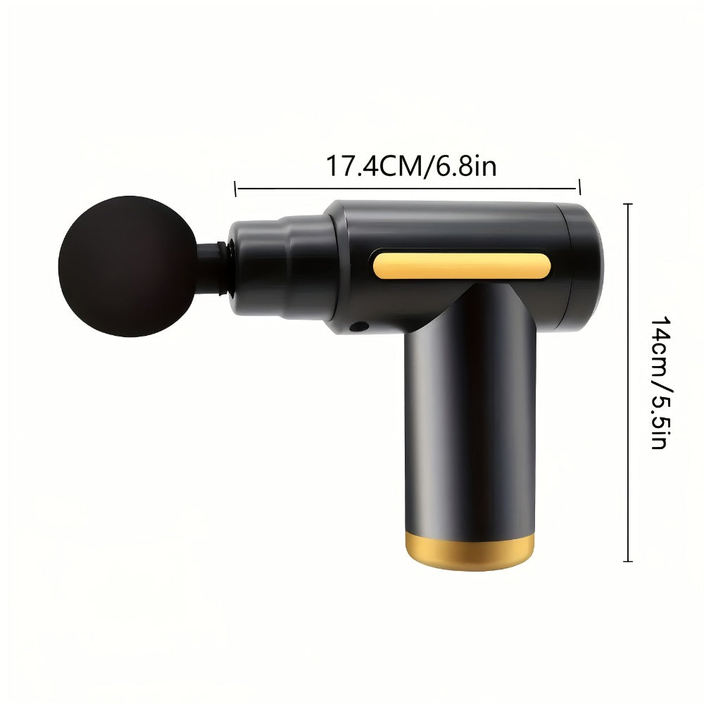 Portable Mini Fascia Gun – USB Rechargeable Muscle Massage Gun with 4 Interchangeable Heads & 6 Speed Modes, Silent Motor Deep Tissue Massager for Back, Neck & Full Body Sports Recovery