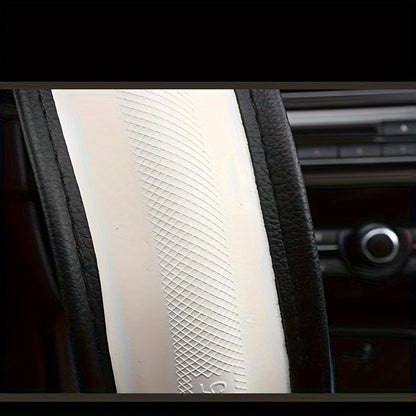 Steering Wheel Cover Faux Leather Heart Pattern – Non-Slip Wear-Resistant Anti-Aging All-Season Car Interior Accessory, Sports Style, Universal Fit, Cute Gift for Women Car Enthusiasts