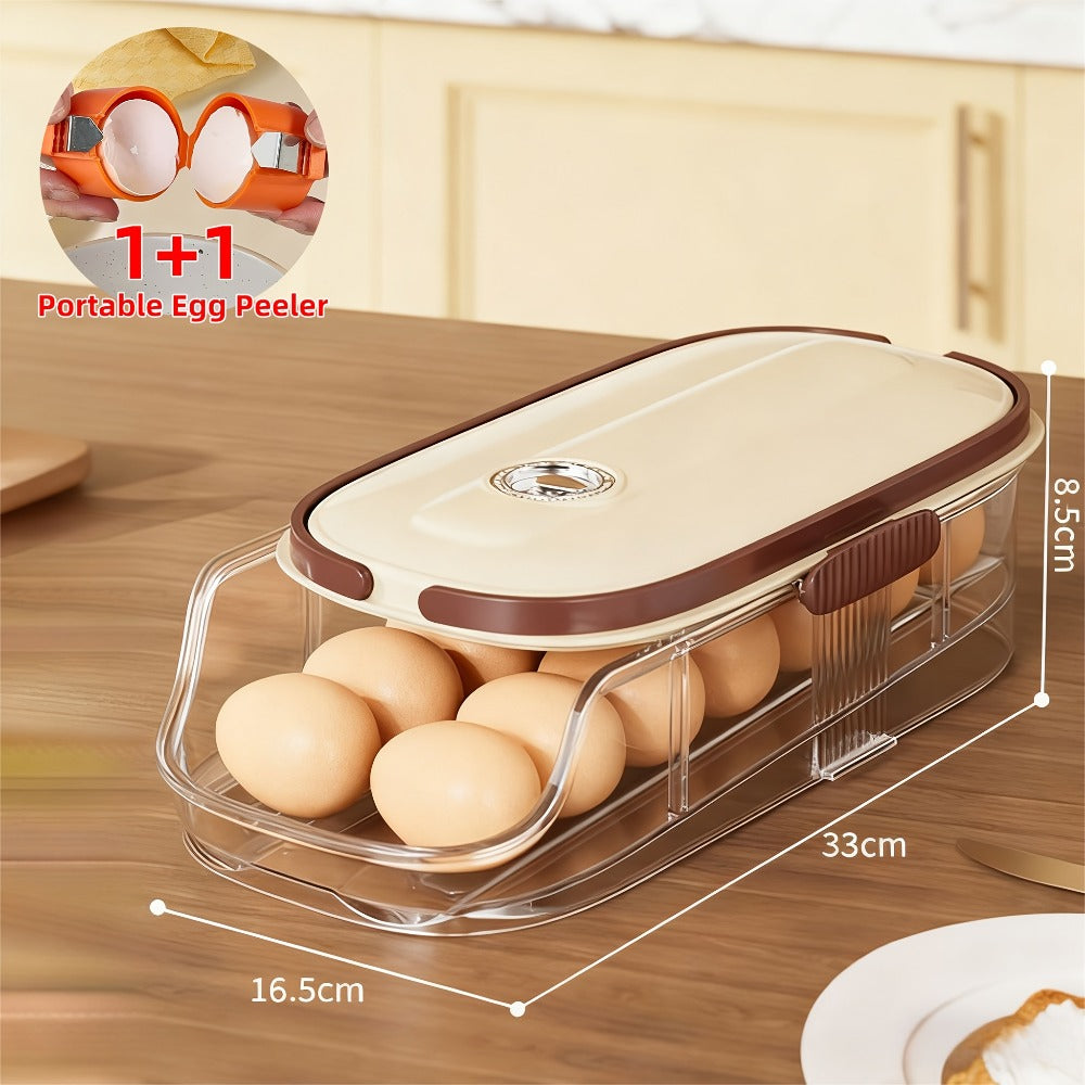 Egg Organizer for Refrigerator, Multi-Layer Auto-Rolling Egg Rack with Large Capacity – Space-Saving Egg Storage Dispenser for Fridge, Cabinet & Countertop, Ideal for Busy Families