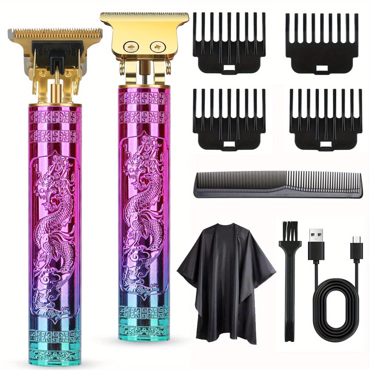 Electric Hair Clipper & Beard Trimmer Set for Men – USB Rechargeable Cordless Haircut Kit with 4 Guide Combs | Professional Home Barber Grooming Tool | Perfect Father's Day & Birthday Gift for Him
