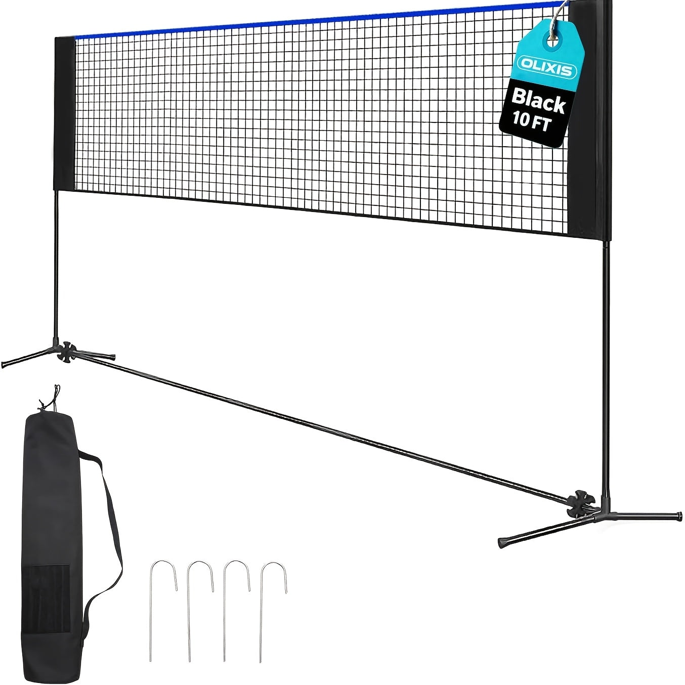 Badminton Volleyball Net Portable Adjustable Height 10ft 14ft 17ft Weather-Resistant Outdoor Indoor Backyard Pool Court Net with Carry Bag for Backyard Lawn Beach Park Play