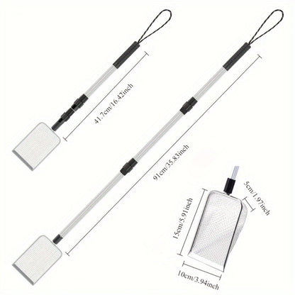 Beach Sand Sifter Scoop Telescopic Handle – Stainless Steel Retractable 3-Section Scoop for Treasure Hunting Shell Collecting Beach Combing Cat Litter Cleaning, 1pc or 2pcs