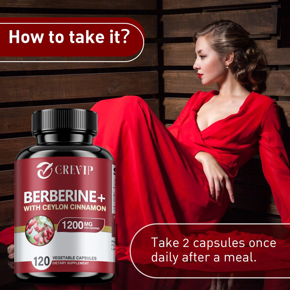 Berberine + Ceylon Cinnamon Supplement 120 Capsules – Support Healthy Cholesterol, Blood Sugar & Heart Health | Berberine HCl Dietary Supplement for Women & Men