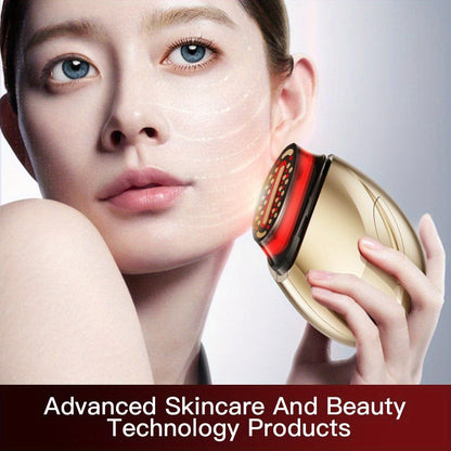 EMS Face Massager – 3-in-1 LED Light Therapy, Warm Heat & EMS Skin Tightening, USB Rechargeable Portable Facial Beauty Device for Anti-Aging, Collagen Boost & Glowing Skin, Home Spa Gift for Women