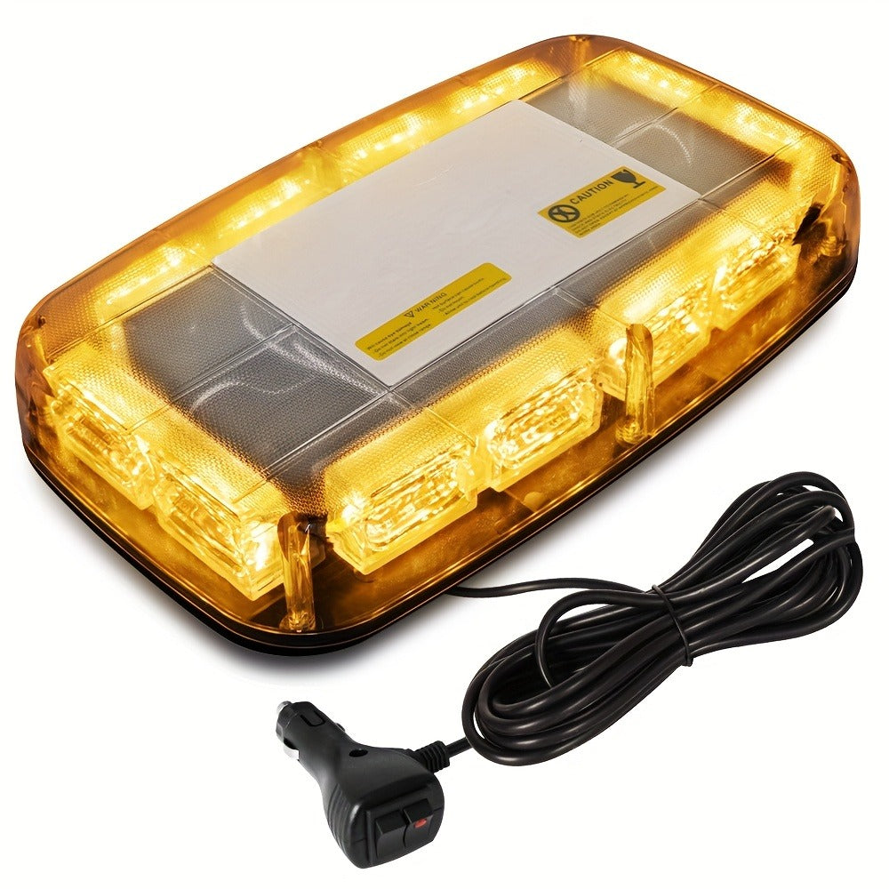48 LED Roof Strobe Light Bar IP67 Waterproof Magnetic Mount Emergency Warning Light 12-24V for Plow Trucks Construction Vehicles Cars, Amber Green Red White High-Visibility Safety Beacon