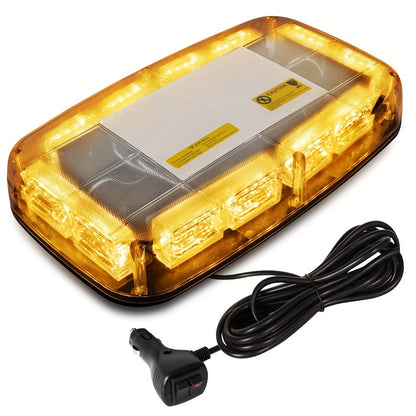 48 LED Roof Strobe Light Bar IP67 Waterproof Magnetic Mount Emergency Warning Light 12-24V for Plow Trucks Construction Vehicles Cars, Amber Green Red White High-Visibility Safety Beacon